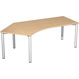 4038933409436 - 4 Fuß Flex Schreibtisch 135° links feste Höhe 2166x1130x720 Buche Silber