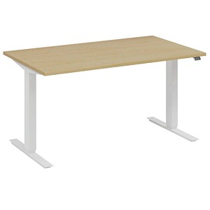 4260672334520 - fm Move elektrisch höhenverstellbarer Schreibtisch akazie verkehrsweiß rechteckig T-Fuß-Gestell weiß 1600 x 800 cm