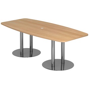 4032062157527 - HAMMERBACHER Konferenztisch KT22S eiche Tonnenform Rundrohr chrom 2200 x 830 - 1030 x 745 cm