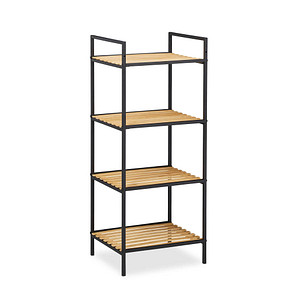 4052025923440 - Standregal 4 Ablagen Bambus & Metall offenes Regal Stehregal Flur HxBxT 95 x 39 x 325 cm braun-schwarz - Relaxdays