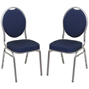 4041908133793 - Gardenpleasure - 2er Set Stuhl Bankett blau - Stahl Polster mit Punkten feuerhemmend 2x Stuhl 304776 304776-2
