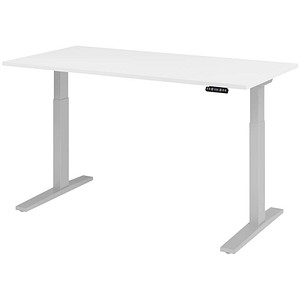 4032062182420 - Sitz-Steh-Schreibtisch VXMKA16 W S elektrisch höhenverstellbar 70 - 120cm (H) 160cmx80cm (BxT) rechteckig weiß   Silber 4032