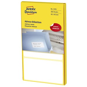 4004182033456 - 3345 Adress Etiketten 95 x 48 mm weiß 4004182033456 Zweckform 3345 282 Stück 4004182033456 - 3345 Adress Etiketten 95 x 48 mm weiß 4004182033456 Zweckform 3345 282 Stück