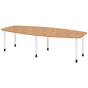 4032062316009 - HAMMERBACHER Konferenztisch KT28C asteiche Tonnenform Rundrohr grau 2800 x 850 1300 x 720 - 740 cm