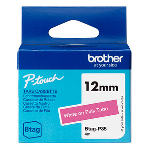 4977766836036 - Schriftband Btag Btag-P35 BTAGP35 12 mm weiß auf pink 4977766836036 Brother