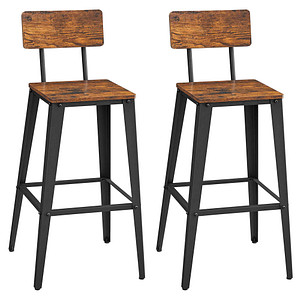 0194343042183 - Vasagle Barhocker 2er Set Barstühle Küchenstühle mit Rückenlehne Stahlgestell einfache Montage Industrie-Design vintagebraun-schwarz LBC078B01 0194343042183 - Vasagle Barhocker 2er Set Barstühle Küchenstühle mit Rückenlehne Stahlgestell einfache Montage Industrie-Design vintagebraun-schwarz LBC078B01