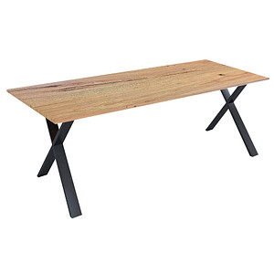 4051814441004 - my office Lona Schreibtisch honig-eiche rechteckig X-Fuß-Gestell schwarz 1600 x 800 cm