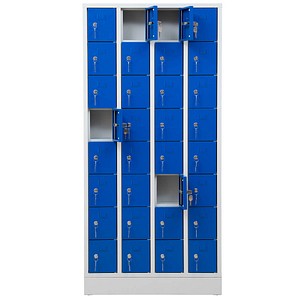 4260610840182 - Schließfachschrank 110298 Metall 4 Abteile mit 32 Fächern abschließbar 80x110cm (BxH) blau 4260610840182 110298