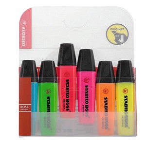 4006381215701 - Textmarker STABILO® BOSS Original Keilspitze lichtbeständig schnell trocknend farbsortiert 6 Stück