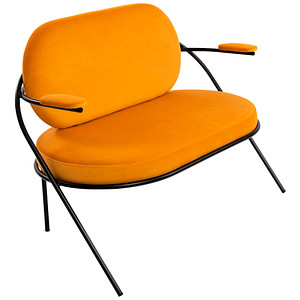 3660141960600 - Zweisitzer Sofa Meet by Paperflow Saturne mit Armlehnen B 1180 x T 730 x H 880 mm Stahlrohr Samt Schwarz Safran 3660141960600 - Zweisitzer Sofa Meet by Paperflow Saturne mit Armlehnen B 1180 x T 730 x H 880 mm Stahlrohr Samt Schwarz Safran