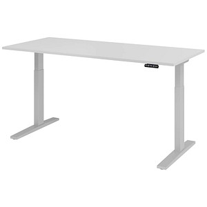 4032062182451 - Sitz-Steh-Schreibtisch VXMKA19 5 S elektrisch höhenverstellbar 70 - 120cm (H) 180cmx80cm (BxT) rechteckig lichtgrau   Silber