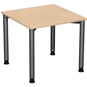 4038933002828 - Flex höhenverstellbarer Schreibtisch buche anthrazit rechteckig 4-Fuß-Gestell grau 800 x 1800 cm