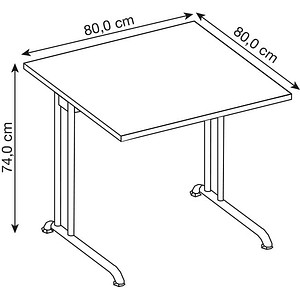 4032062321805 - BS08 Schreibtisch grafit quadratisch C-Fuß-Gestell silber 800 x 800 cm 4032062321805 - BS08 Schreibtisch grafit quadratisch C-Fuß-Gestell silber 800 x 800 cm