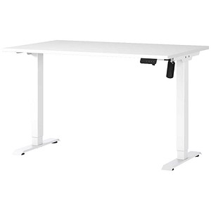 GERMANIA Boras höhenverstellbarer Schreibtisch weiß rechteckig, T-Fuß-Gestell weiß 120,0 x 80,0 cm