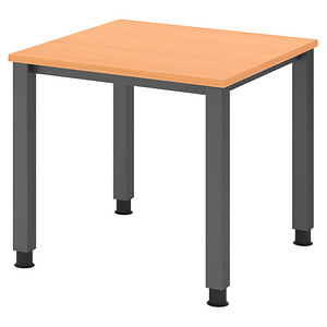 4032062311004 - HAMMERBACHER QS08 höhenverstellbarer Schreibtisch buche quadratisch 4-Fuß-Gestell grau 800 x 800 cm