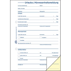 AVERY Zweckform Formularbuch 1753 Urlaubsabwesenheitsmeldung AVERY Zweckform Formularbuch 1753 Urlaubsabwesenheitsmeldung