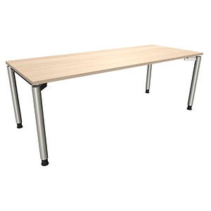 4260267323588 - fm fastline höhenverstellbarer Schreibtisch akazie rechteckig 4-Fuß-Gestell silber 2000 x 800 cm