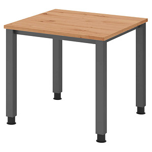 4032062311035 - HAMMERBACHER QS08 höhenverstellbarer Schreibtisch asteiche quadratisch 4-Fuß-Gestell grau 800 x 800 cm