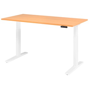 4032062190869 - HAMMERBACHER XMKA16 elektrisch höhenverstellbarer Schreibtisch buche rechteckig C-Fuß-Gestell weiß 1600 x 800 cm