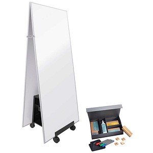 4004360767876 - SIGEL Whiteboard-Set mit Ständer Tent-use Meet up 900 x 1800 cm weiß schwarz silber Aluminium