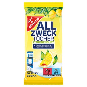 4311501684061 - feuchte Allzweck-Reinigungstücher ZITRONENDUFT 1-lagig weiß 80 Tücher
