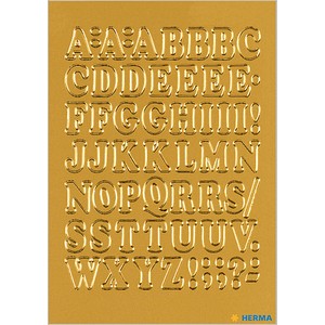 4008705041836 - 10 x HERMA Buchstaben 12mm A-Z selbstklebend Folie gold VE=1 Blatt