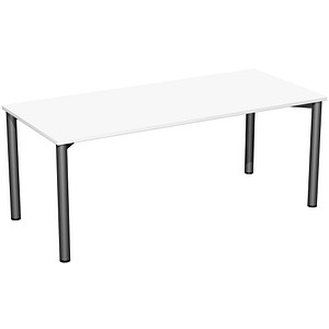 4038933518237 - Flex Schreibtisch weiß anthrazit rechteckig 4-Fuß-Gestell grau 1800 x 800 cm