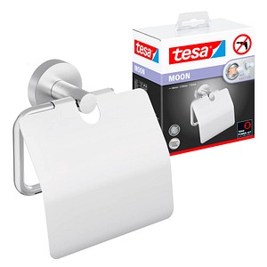 4063565260445 - Moon Toilettenpapierhalter mit Deckel verchromt - WC-Rollenhalter zur Wandbefestigung ohne Bohren inkl Klebelösung - 53 mm x 140 mm x 128 mm - Tesa 4063565260445 - Moon Toilettenpapierhalter mit Deckel verchromt - WC-Rollenhalter zur Wandbefestigung ohne Bohren inkl Klebelösung - 53 mm x 140 mm x 128 mm - Tesa