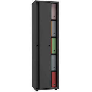 4051814434815 - Büroschrank mit 5 Fächern moderner Aktenschrank mit Schiebetüren Maße ca H 168 x B 49 x T 38 cm – Ulas 5-Fach