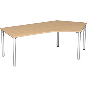 4038933409498 - 4 Fuß Flex Schreibtisch 135° rechts feste Höhe 2166x1130x720 Buche Silber