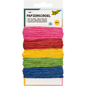 4001868092851 - Kordel Papier farbig rauh pink rot gelb grün blau  30 mm x 5x 50 m