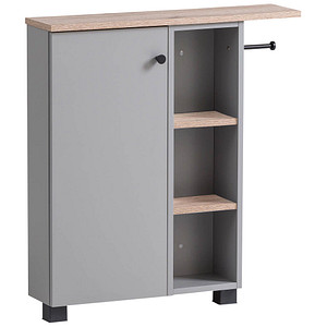 MÖBELPARTNER Badschrank Balto 157452 platingrau, wildeiche 70,7 x 17,0 x 76,8 cm