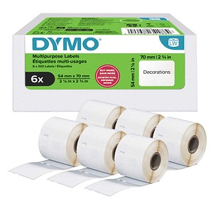 DYMO Etikettenrolle für Etikettendrucker weiß, 54,0 x 70,0 mm, 6 x 320 Etiketten