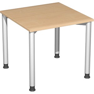 4038933002835 - Flex höhenverstellbarer Schreibtisch buche silber rechteckig 4-Fuß-Gestell silber 800 x 1800 cm