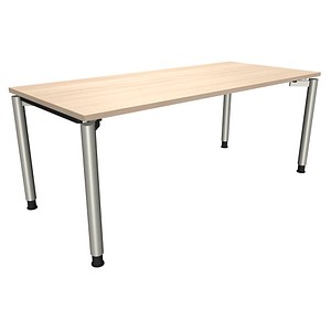 4260267323595 - fm fastline höhenverstellbarer Schreibtisch akazie rechteckig 4-Fuß-Gestell silber 1800 x 800 cm