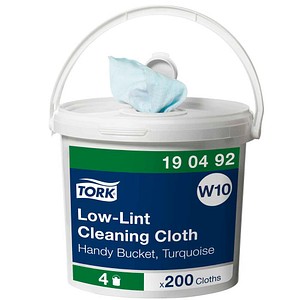 TORK trockene Reinigungstücher im Spendereimer Premium W10 1-lagig türkis, 800 Tücher