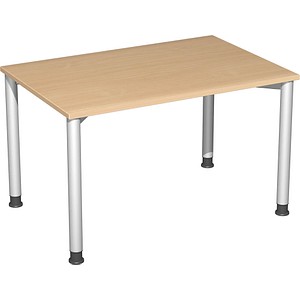 4038933002897 - Flex höhenverstellbarer Schreibtisch buche silber rechteckig 4-Fuß-Gestell silber 1200 x 800 cm