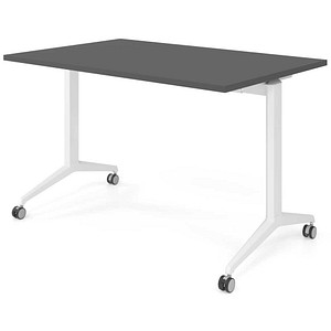 HAMMERBACHER Mehrzwecktisch graphit rechteckig, T-Fuß-Gestell weiß, 120,0 x 80,0 x 75,0 cm