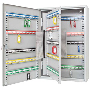 WEDO Schlüsselkasten lichtgrau mit 150 Haken, Sicherheitsschloss, 38,0 x 14,0 x 55,0 cm, 1 St.