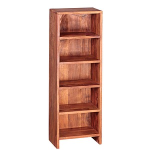 4250950233645 - WOHNLING CD Regal Massivholz Sheesham Standregal 90 cm hoch CD-Aufbewahrung 5 Fächer Bücherregal nat