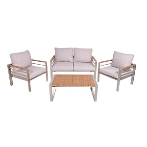 4041908137951 - Loungegruppe FLORENCE hellgrau braun Metall 4-teilig 4041908137951 Garden Pleasure 4041908137951 - Loungegruppe FLORENCE hellgrau braun Metall 4-teilig 4041908137951 Garden Pleasure