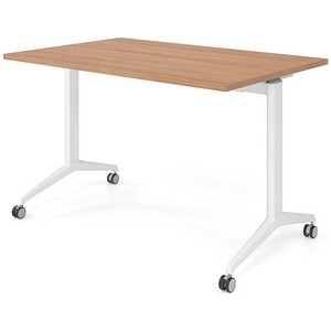 HAMMERBACHER Mehrzwecktisch nussbaum rechteckig, T-Fuß-Gestell weiß, 120,0 x 80,0 x 75,0 cm