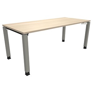 4260267325162 - fm Sidney höhenverstellbarer Schreibtisch akazie rechteckig 4-Fuß-Gestell Quadratrohr silber 1800 x 800 cm