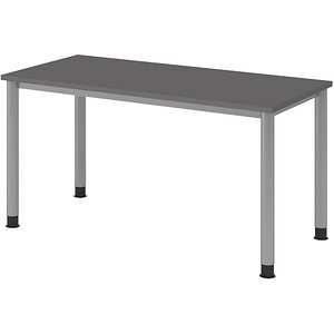 Hammerbacher Schreibtisch VHS, manuell höhenverstellbar, 81cm (H), 140x67,2cm (BxT), Graphit / silber 4032062322017 Hammerbacher
