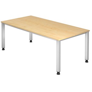 4032062166390 - HAMMERBACHER QS2E höhenverstellbarer Schreibtisch ahorn rechteckig 4-Fuß-Gestell silber 2000 x 1000 cm