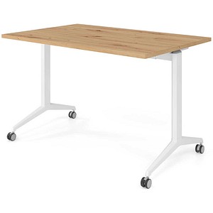 HAMMERBACHER Mehrzwecktisch asteiche rechteckig, T-Fuß-Gestell weiß, 120,0 x 80,0 x 75,0 cm