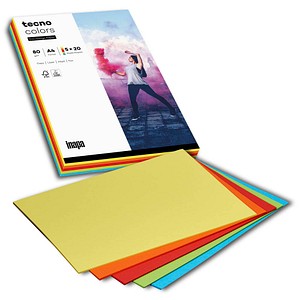 4011211079613 - Farbiges Kopierpapier tecno colors DIN A4 80 g m² intensiv 5 x 20 Blatt farbsortiert 1 Paket = 100 Blatt