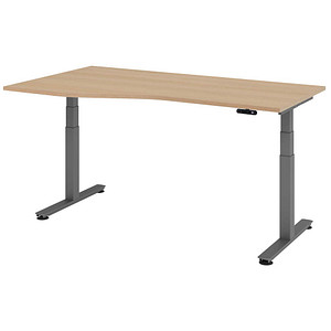 4032062308639 - HAMMERBACHER VXDSM18 elektrisch höhenverstellbarer Schreibtisch eiche Trapezform T-Fuß-Gestell grau 1800 x 1000 cm 4032062308639 - HAMMERBACHER VXDSM18 elektrisch höhenverstellbarer Schreibtisch eiche Trapezform T-Fuß-Gestell grau 1800 x 1000 cm