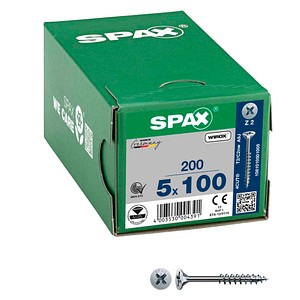 4003530004391 - Spax - Universalschraube 5 x 100 mm 200 Stück Teilgewinde Senkkopf Kreuzschlitz Z2 4CUT wirox - 1081010501005 4003530004391 - Spax - Universalschraube 5 x 100 mm 200 Stück Teilgewinde Senkkopf Kreuzschlitz Z2 4CUT wirox - 1081010501005