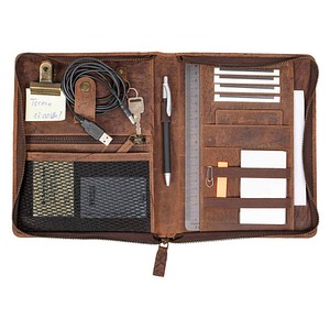 4021068301218 - Organizer Wick DIN A5 Leder braun Schlüsselring Papierklammer 4021068301218 30121